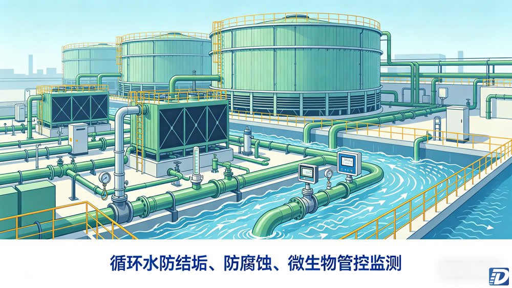 工业循环水冷却塔pH电导率在线监测场景（电极法和感应式均可适用）
